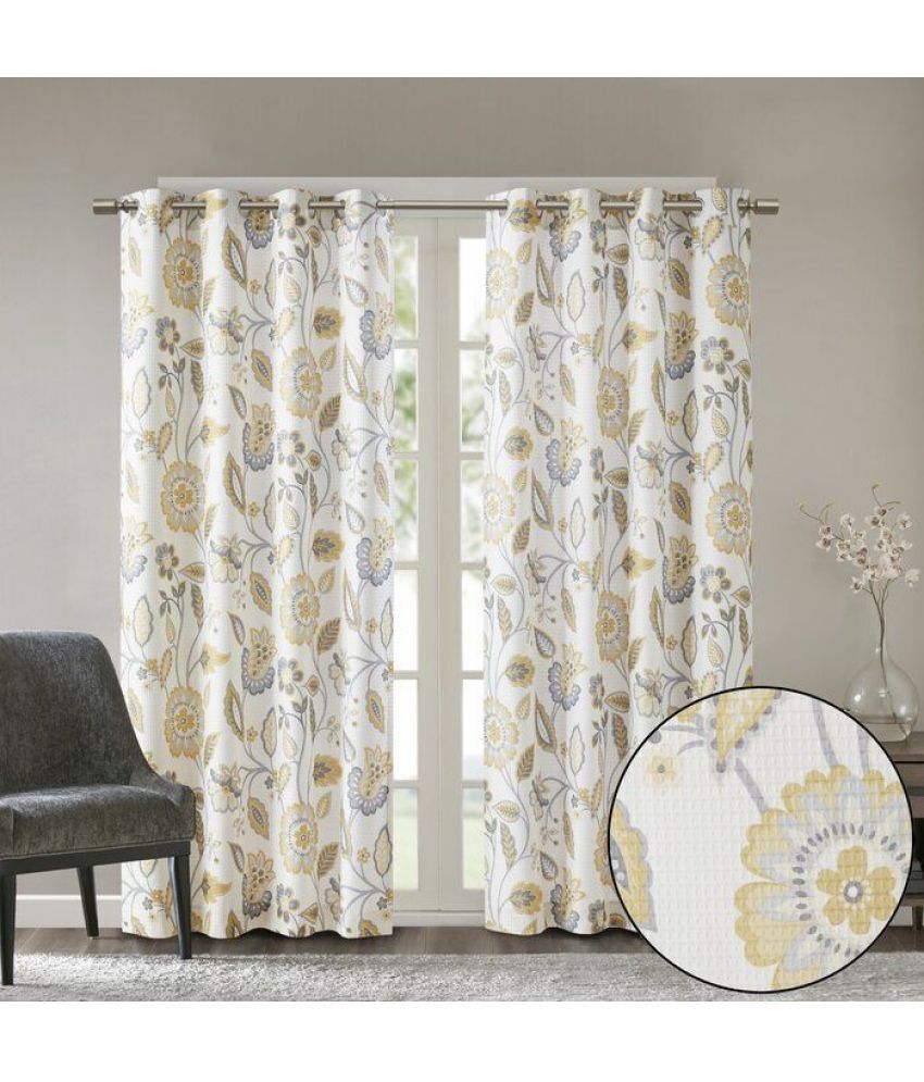     			V21 decod Graphic Room Darkening Eyelet Curtain 7 ft ( Pack of 1 ) - Yellow