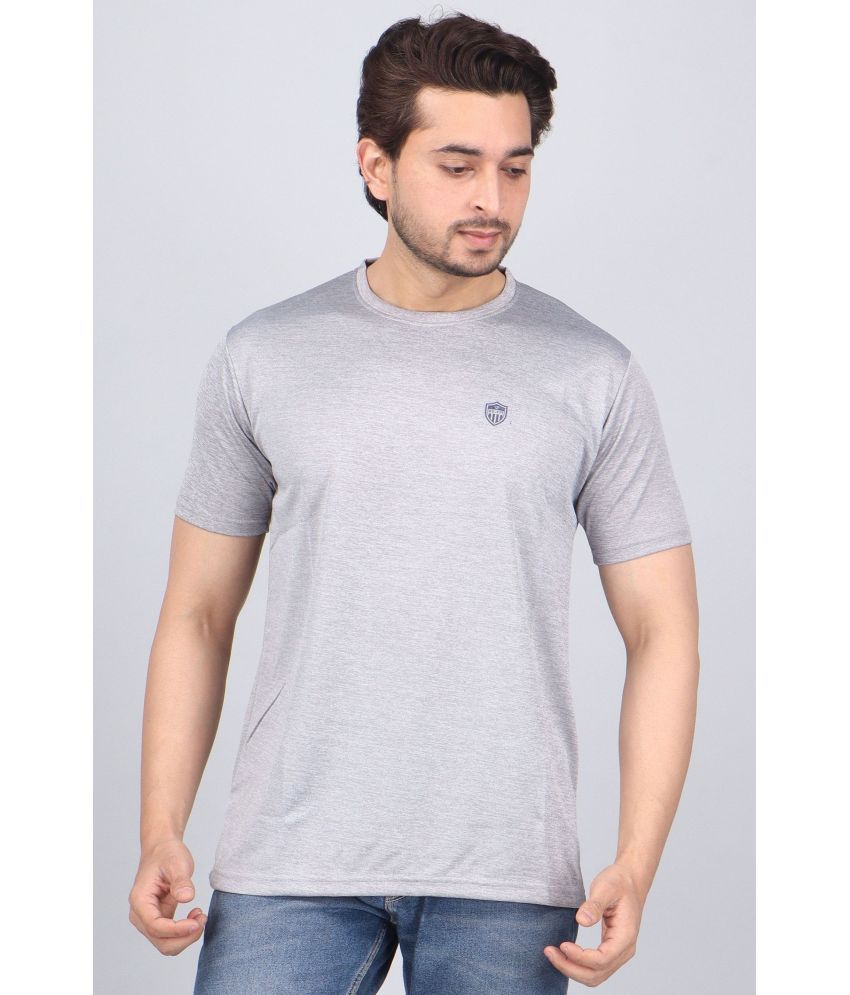     			WILD ELEPHANT Polyester Regular Fit Solid Half Sleeves Men's Round T-Shirt - Grey ( Pack of 1 )