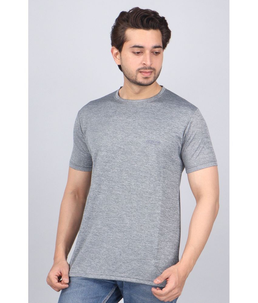     			WILD ELEPHANT Polyester Regular Fit Solid Half Sleeves Men's Round T-Shirt - Grey ( Pack of 1 )