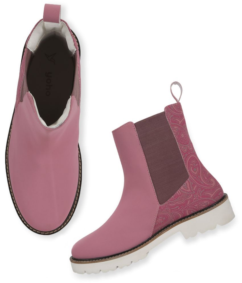     			Yoho Pink Women's Ankle Length Boots