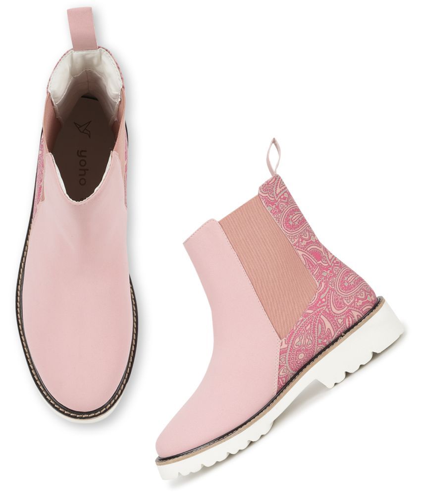     			Yoho Pink Women's Ankle Length Boots