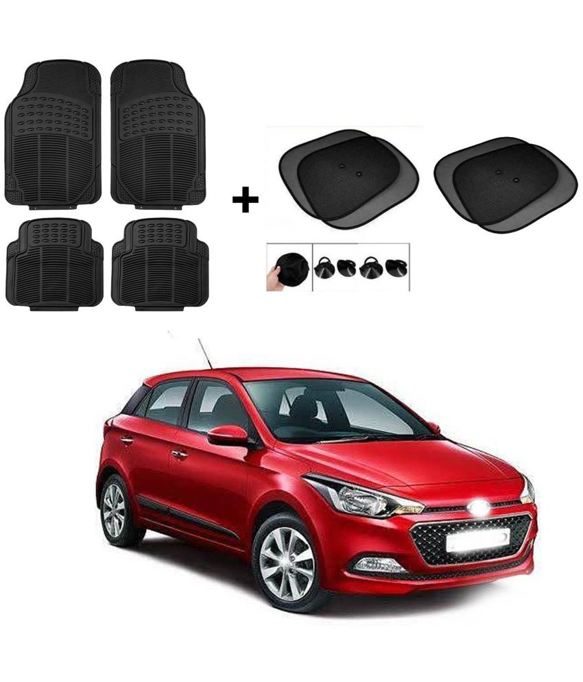     			ARLOOK Car Rubber Foot Mat (Set Of 4) + Sunshades (Set Of 4) For Hundai  i20 elite  (All Models)