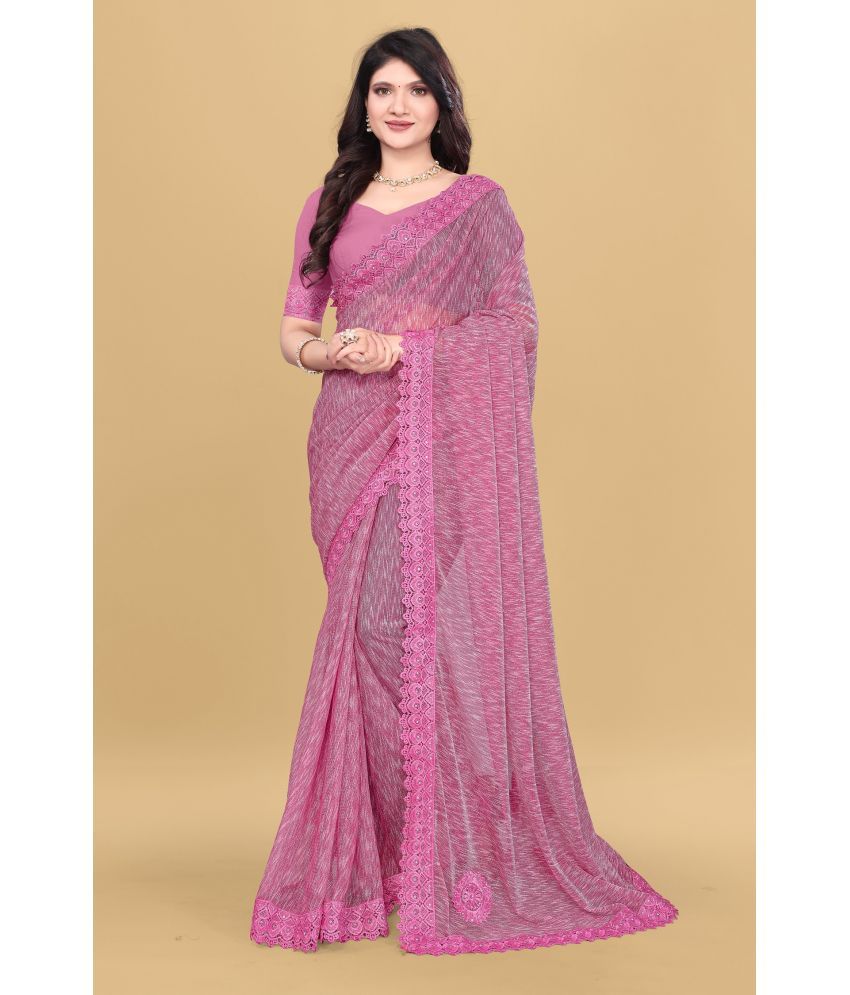     			Aika Lycra Printed Saree With Blouse Piece ( Rose Gold , Pack of 1 )