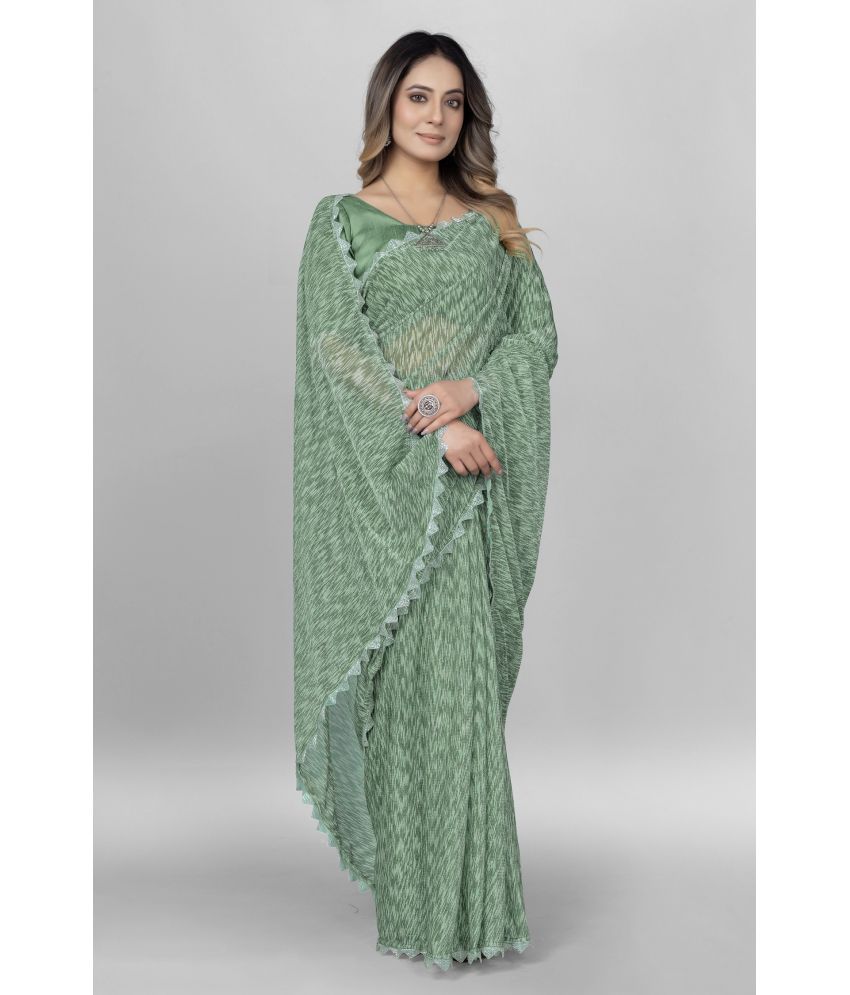     			JULEE Lycra Self Design Saree With Blouse Piece ( Green , Pack of 1 )