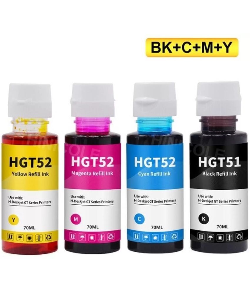     			KALAR H_P For GT51/52 Multicolor Ink ( 90 ml ) Pack of 4 For Refill Ink Compatible For GT51/52 Used with DeskJet GT 5810/GT 5811/GT 5820, GT 5821 Printer