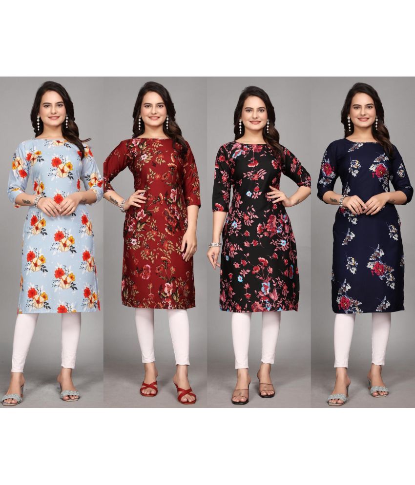     			KALAVRITTA Pack of 4 Crepe Printed Straight Women's Kurti - ( Multicolor )