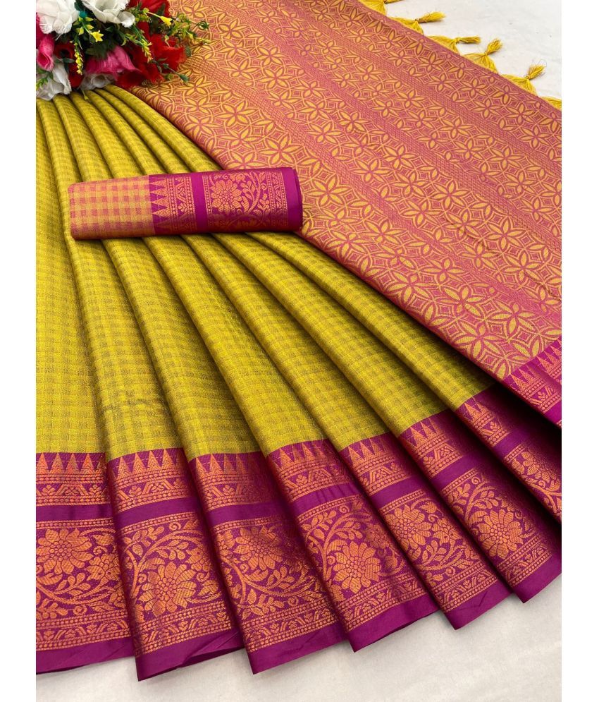     			KV Fashion Cotton Silk Woven Saree With Blouse Piece ( Multicolor1 , Pack of 1 )