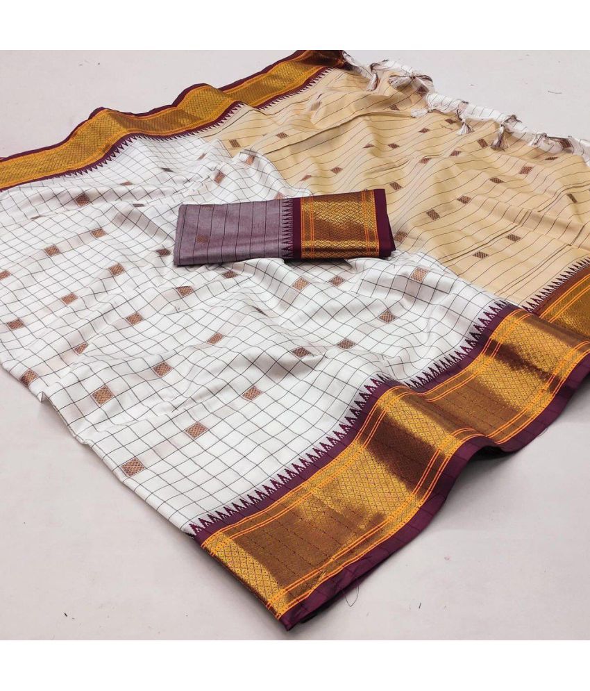     			KV Fashion Cotton Silk Woven Saree With Blouse Piece ( Brown , Pack of 1 )