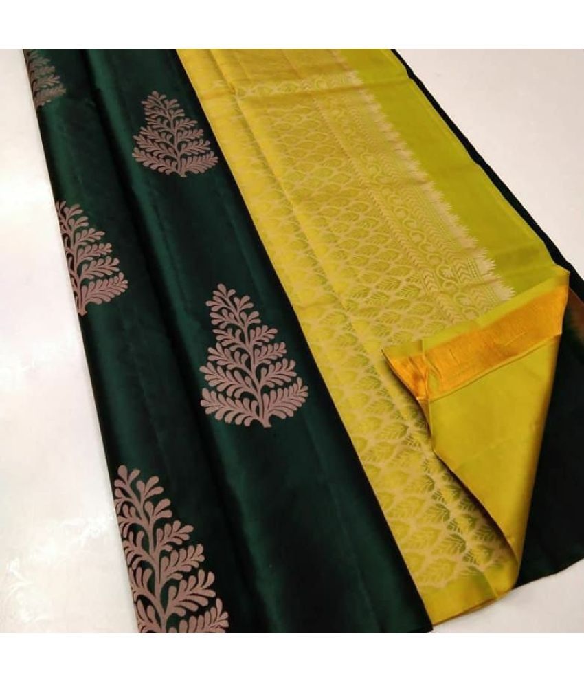     			KV Fashion Silk Blend Embellished Saree With Blouse Piece ( Green , Pack of 1 )