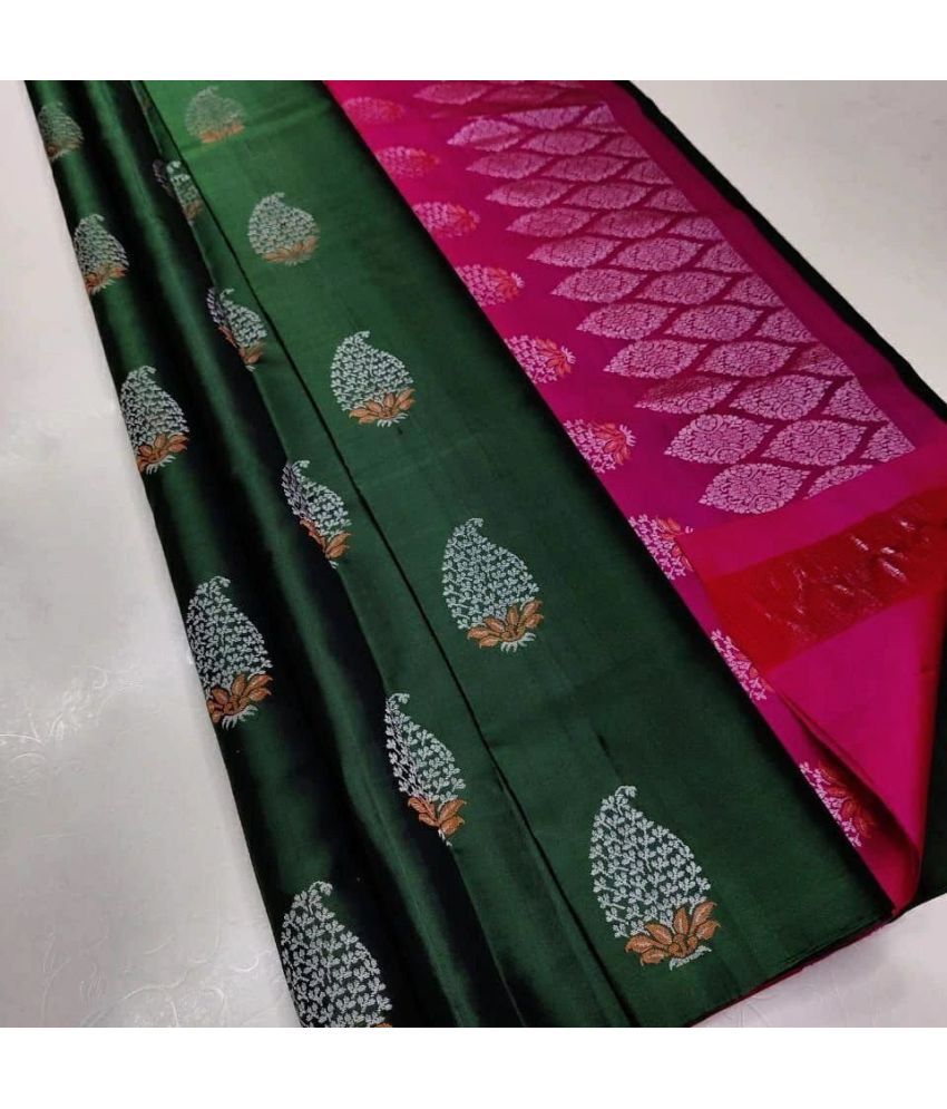     			KV Fashion Silk Blend Embellished Saree With Blouse Piece ( Green , Pack of 1 )