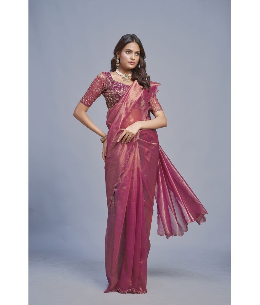     			KV Fashion Silk Embellished Saree With Blouse Piece ( Wine , Pack of 1 )