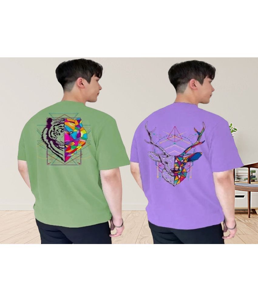     			Kintu Parantu Polyester Regular Fit Printed Half Sleeves Men's Round T-Shirt - Multicolor1 ( Pack of 2 )