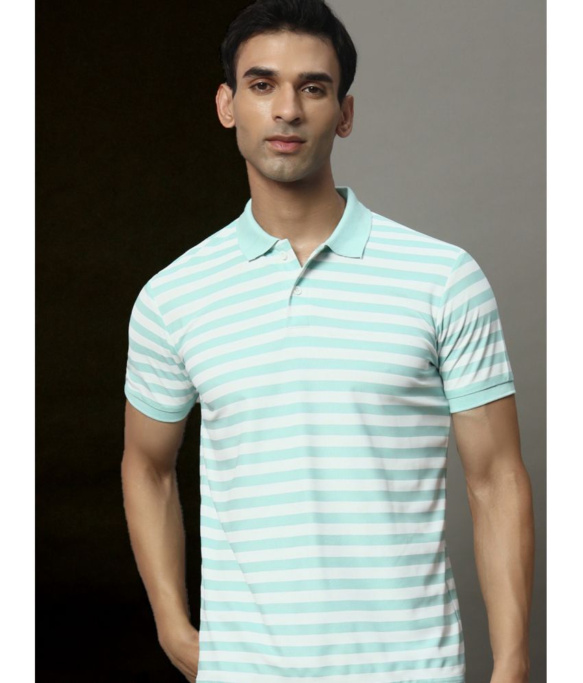     			OGEN Pack of 1 Cotton Blend Regular Fit Striped Half Sleeves Men's Polo T Shirt ( Sea Green )