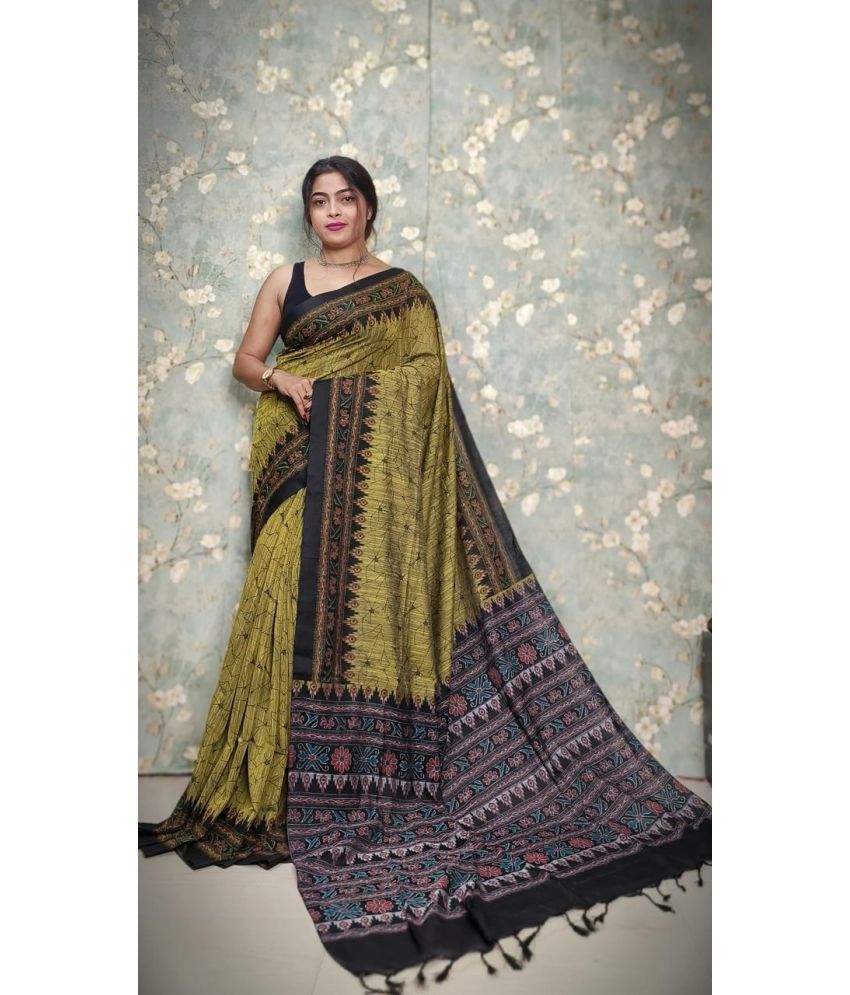     			SARADA HANDLOOM Cotton Printed Saree With Blouse Piece ( Green , Pack of 1 )