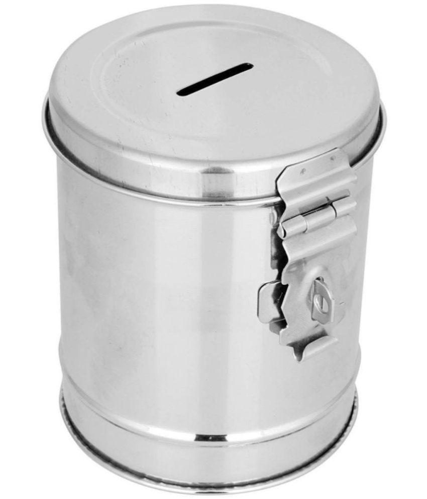     			100% Stainless Steel Round Shape Piggy Bank | Money Bank Container for Kids