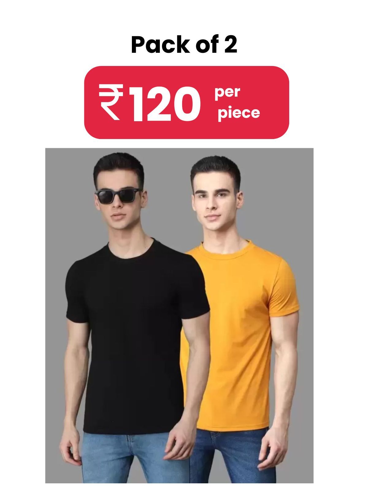     			TREND SKY Polyester Regular Fit Solid Half Sleeves Men's Round T-Shirt - Yellow ( Pack of 2 )