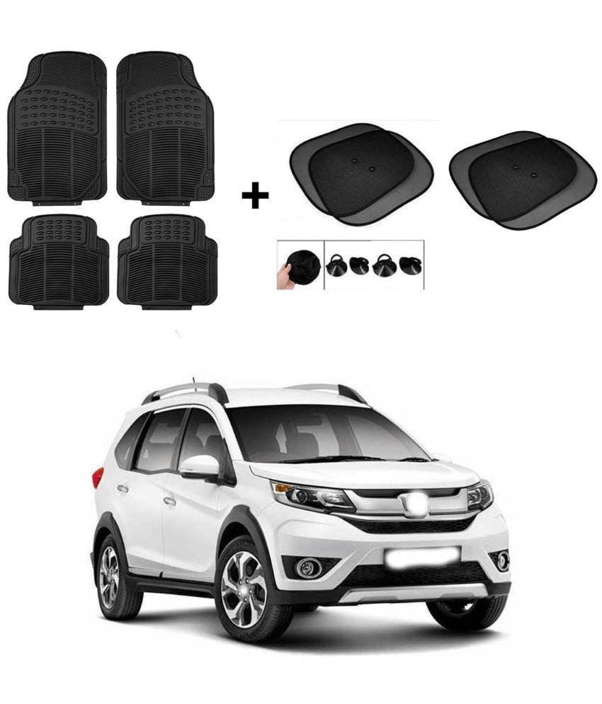     			ARLOOK Car Rubber Foot Mat (Set Of 4) + Sunshades (Set Of 4) For Honda BRV  (All Models)