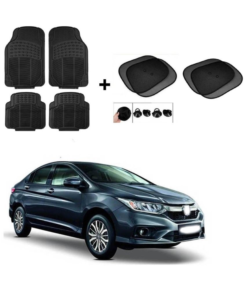     			ARLOOK Car Rubber Foot Mat (Set Of 4) + Sunshades (Set Of 4) For Honda City  (All Models)