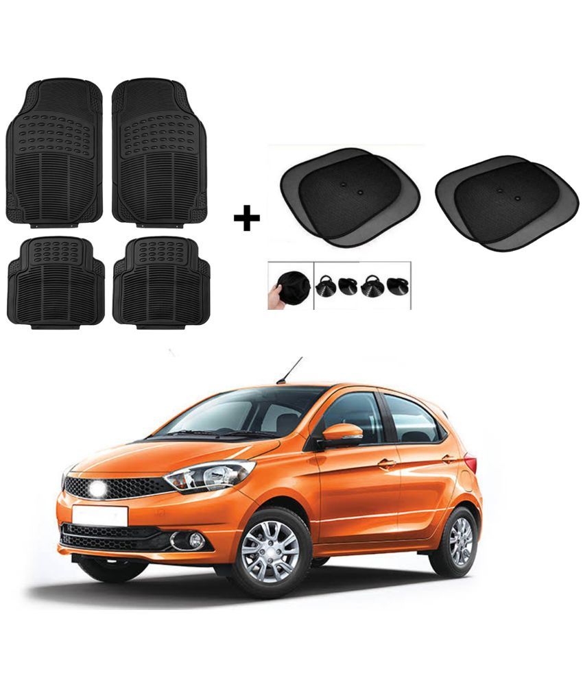     			ARLOOK Car Rubber Foot Mat (Set Of 4) + Sunshades (Set Of 4) For Tata Tiago  (All Models)