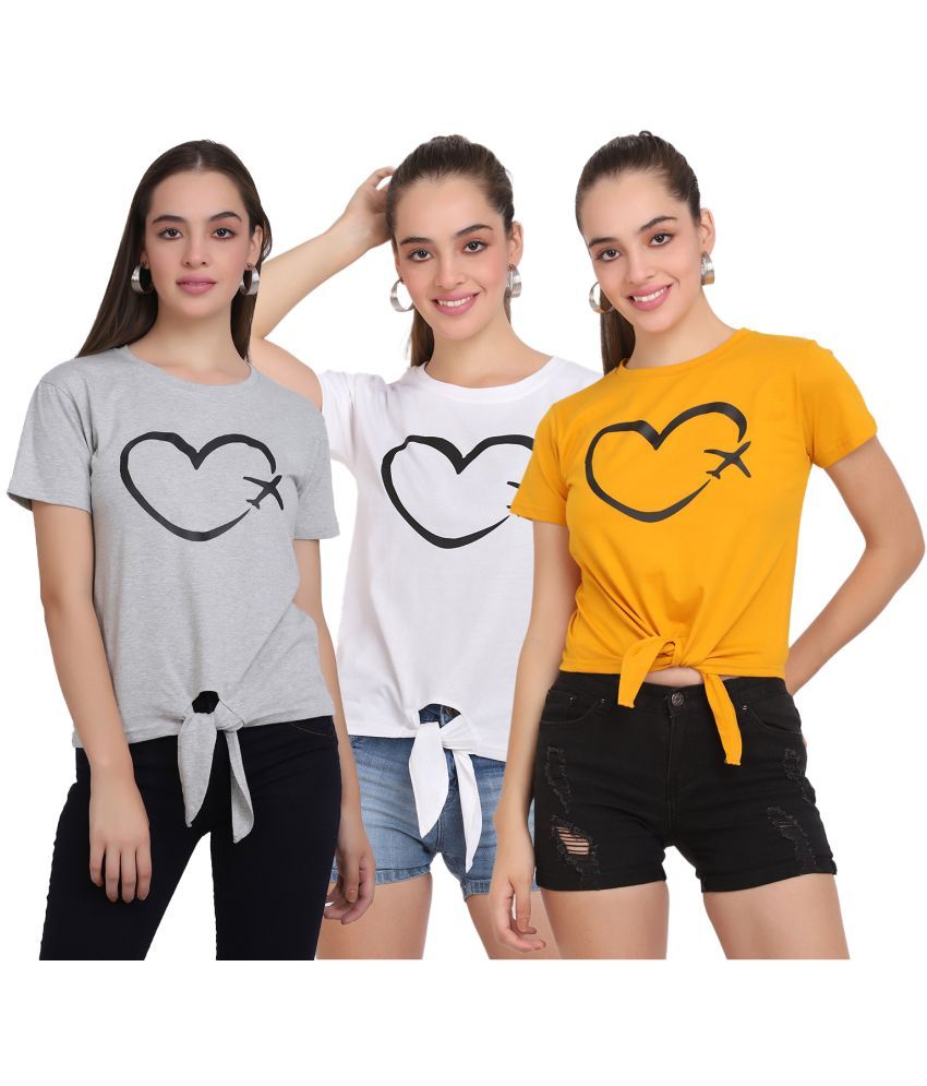     			CLOTHINA Pack of 3 Cotton Blend Women's T-Shirt ( Multicolor )