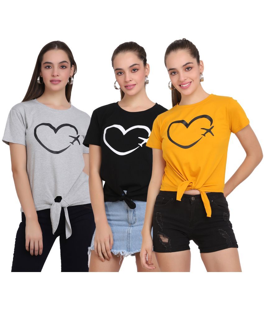     			CLOTHINA Pack of 3 Cotton Blend Women's T-Shirt ( Multicolor )