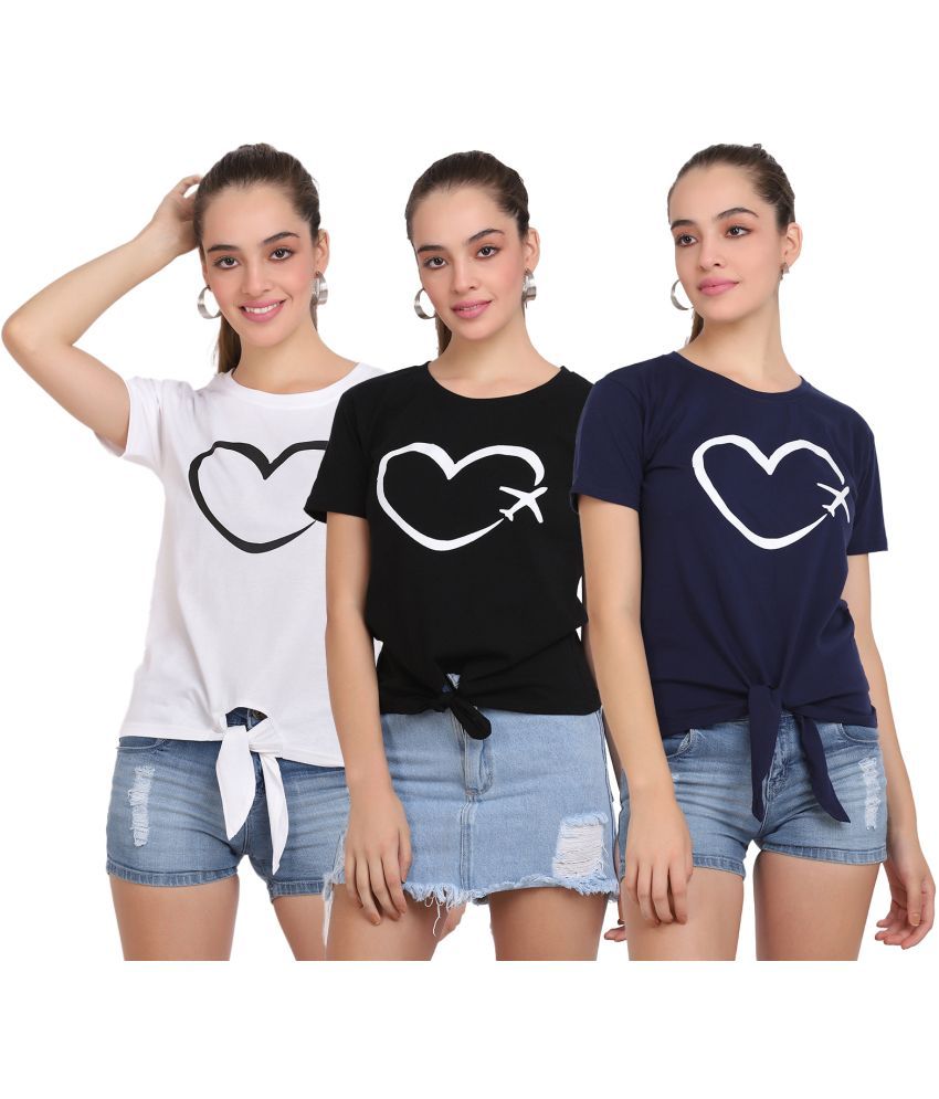     			CLOTHINA Pack of 3 Cotton Blend Women's T-Shirt ( Multicolor )