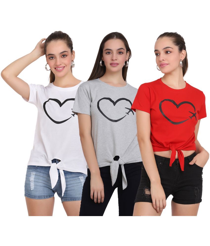     			CLOTHINA Pack of 3 Cotton Blend Women's T-Shirt ( Multicolor )