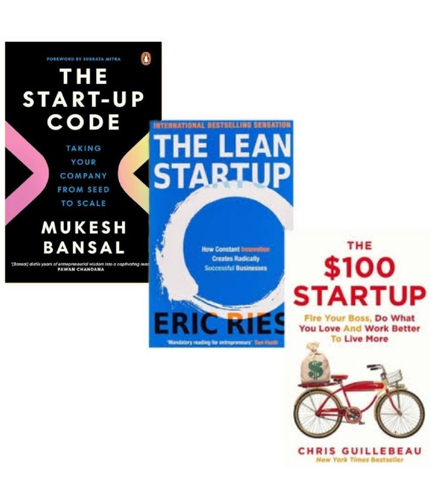     			( Combo Of 3 Books ) The Start-Up Code & The Lean Startup & The ,100 Startup Paperback English By Multi Author