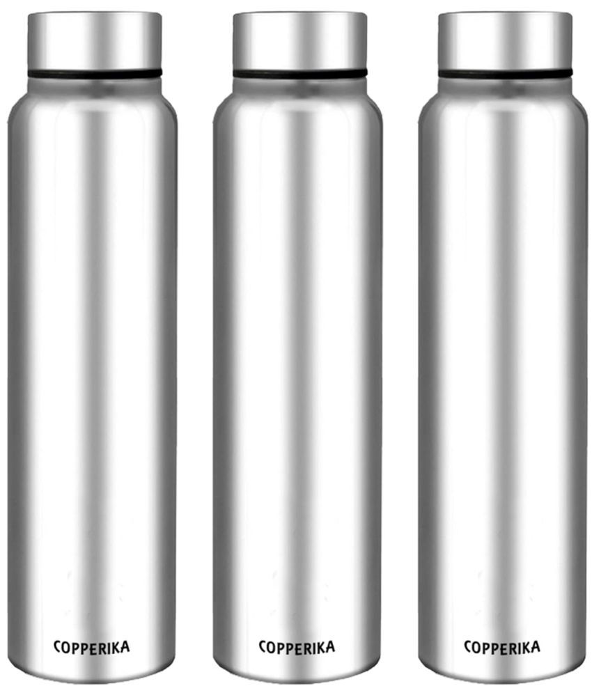     			Copperika Premium Stainless Steel Heavy Build Silver Stainless Steel Water Bottle 1000 mL ( 3 )