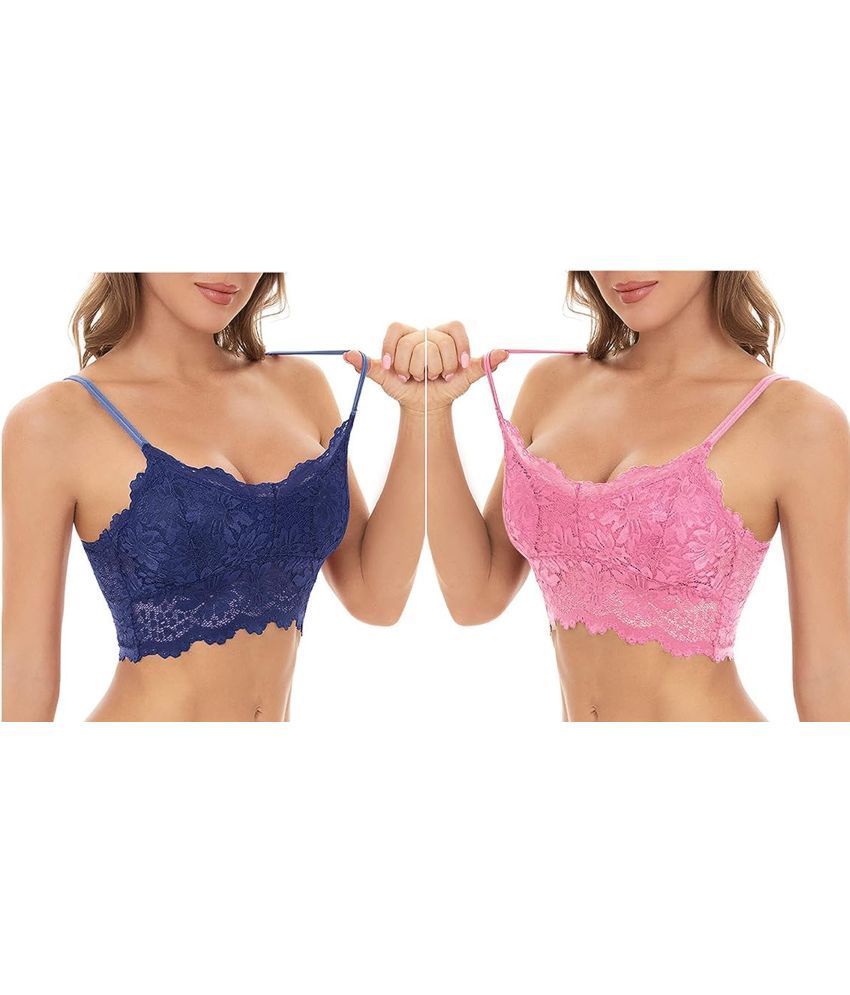     			Kamini Pack of 2 Lace Lightly Padded Bralette Bra For Women ( Multicolor8 )