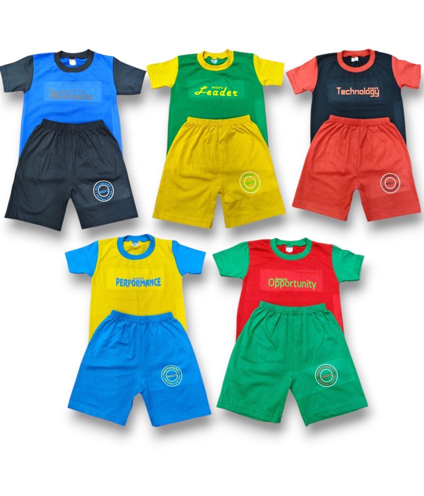     			NAGA'S CLOTHING Pack of 5 Unisex Cotton T-Shirts & Shorts Set ( Multicolor 5 )