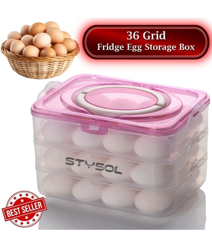     			Stysol Egg Storage Plastic White Egg Container ( Set of 1 )