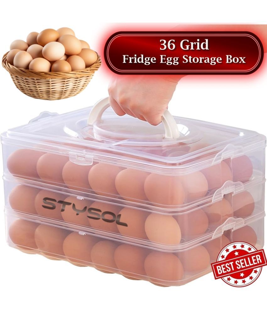     			Stysol Egg Tray Plastic White Egg Container ( Set of 1 )