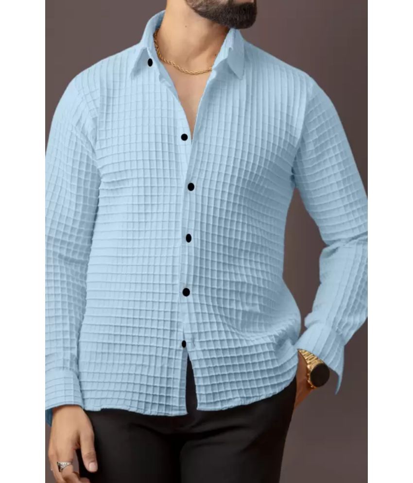     			bluecorp enterprise Poly Cotton Regular Fit Checks Full Sleeves Men's Casual Shirt - Aqua Blue ( Pack of 1 )