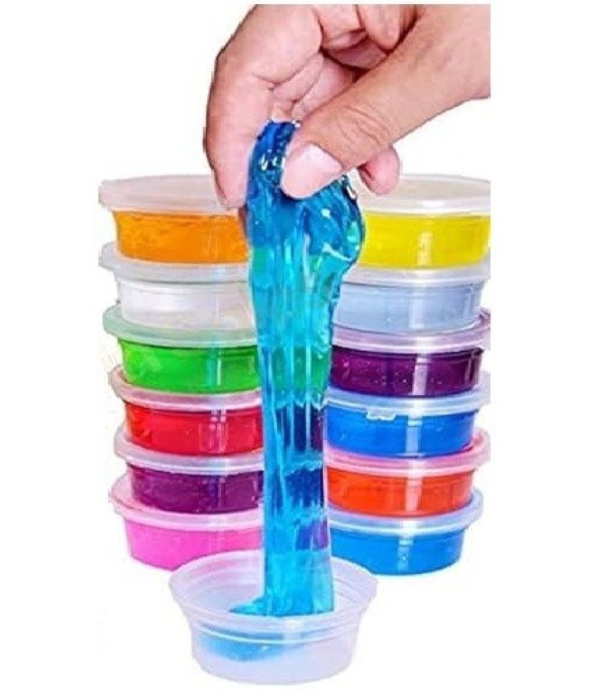     			freedy Set of 12 Flexible Crystal Slime Magic Mud Soft Transparent Jelly Clay Putty Toys for Kids Boys Girls with Clay Modelling Tools Non Toxic - Multi Color