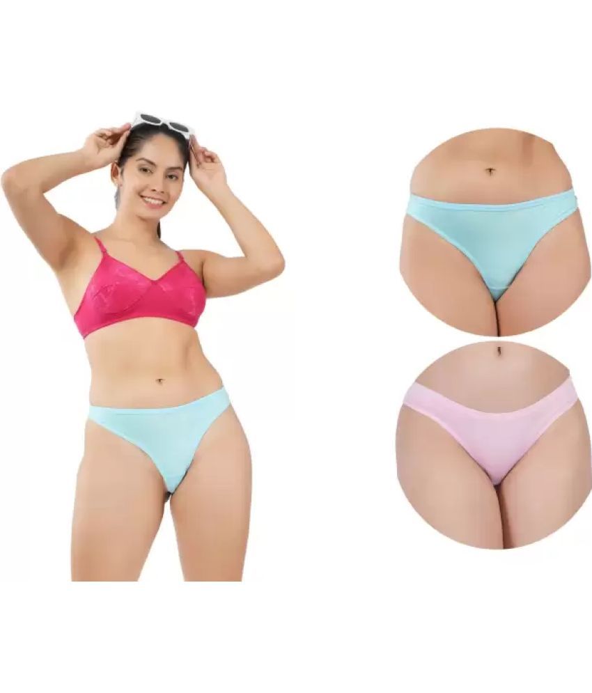     			Bebron Pack of 2 Cotton Lycra Bikini For Women ( Multicolor9 )