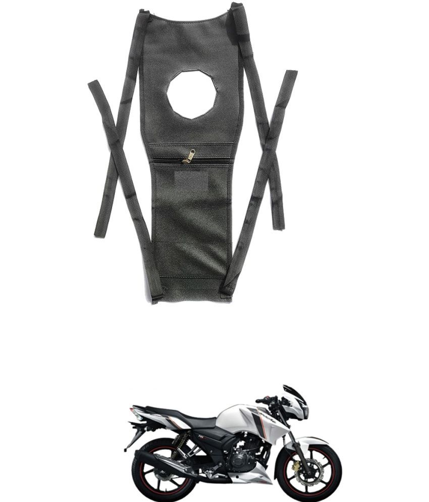     			BuddyBuzz Bike Tank Cover Bike Tank Bag with Mobile Pouch Artificial Leather Stretchable Material Use for TVS Apache 150