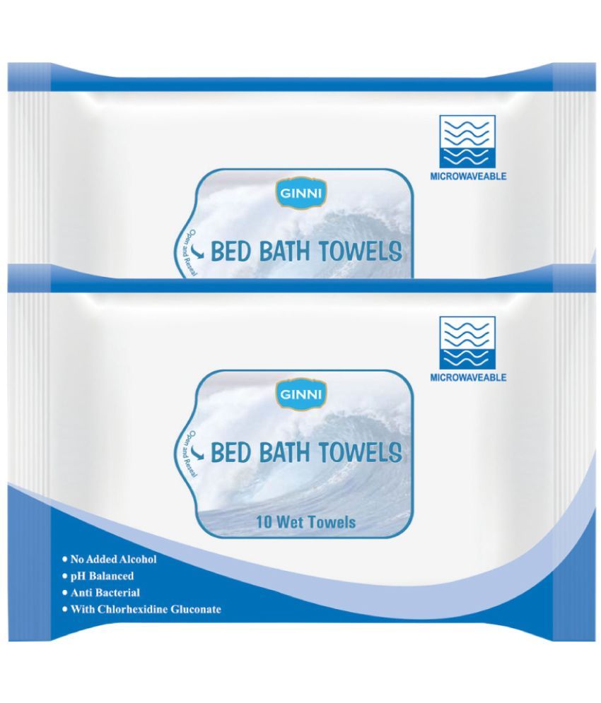     			Ginni Hygiene Bed Bath Towel For Adults & Patients (Pack of 2) (10 Wipes/Pack) Wet Wipes ( 20 Pcs )