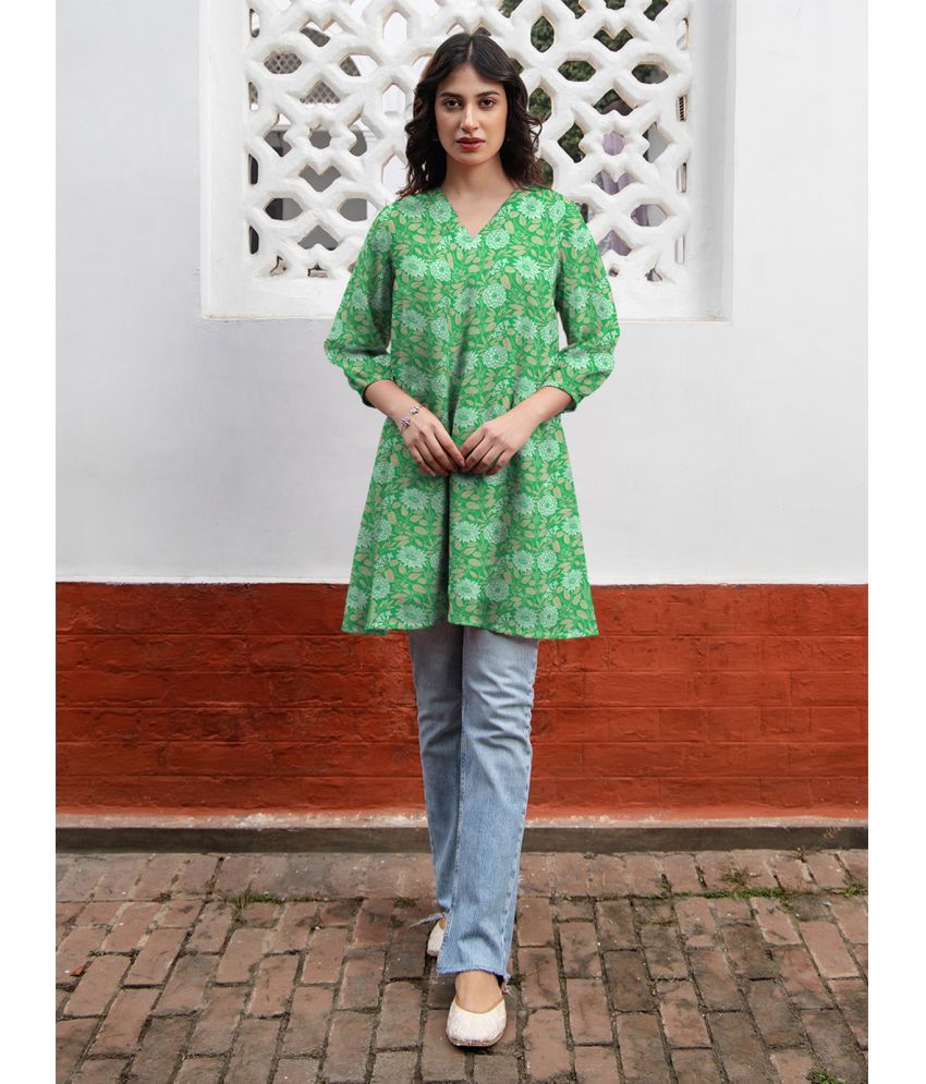     			Janasya Green Georgette Women's Tunic ( Pack of 1 )