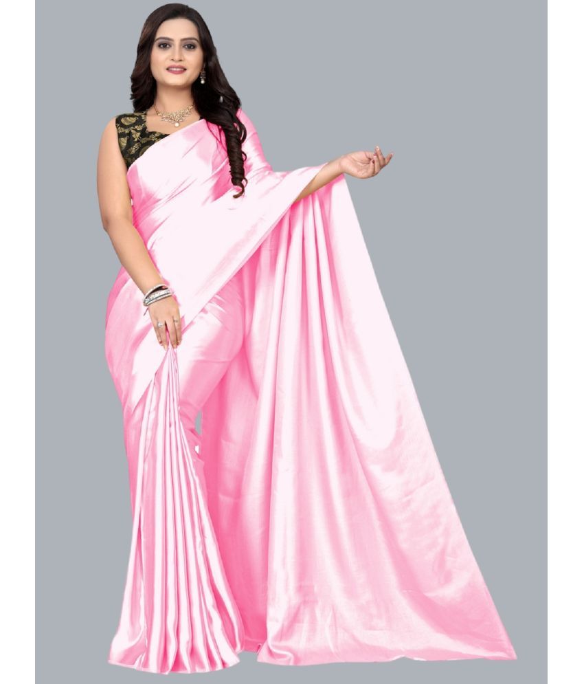     			KV Fashion Satin Embellished Saree With Blouse Piece ( Pink , Pack of 1 )