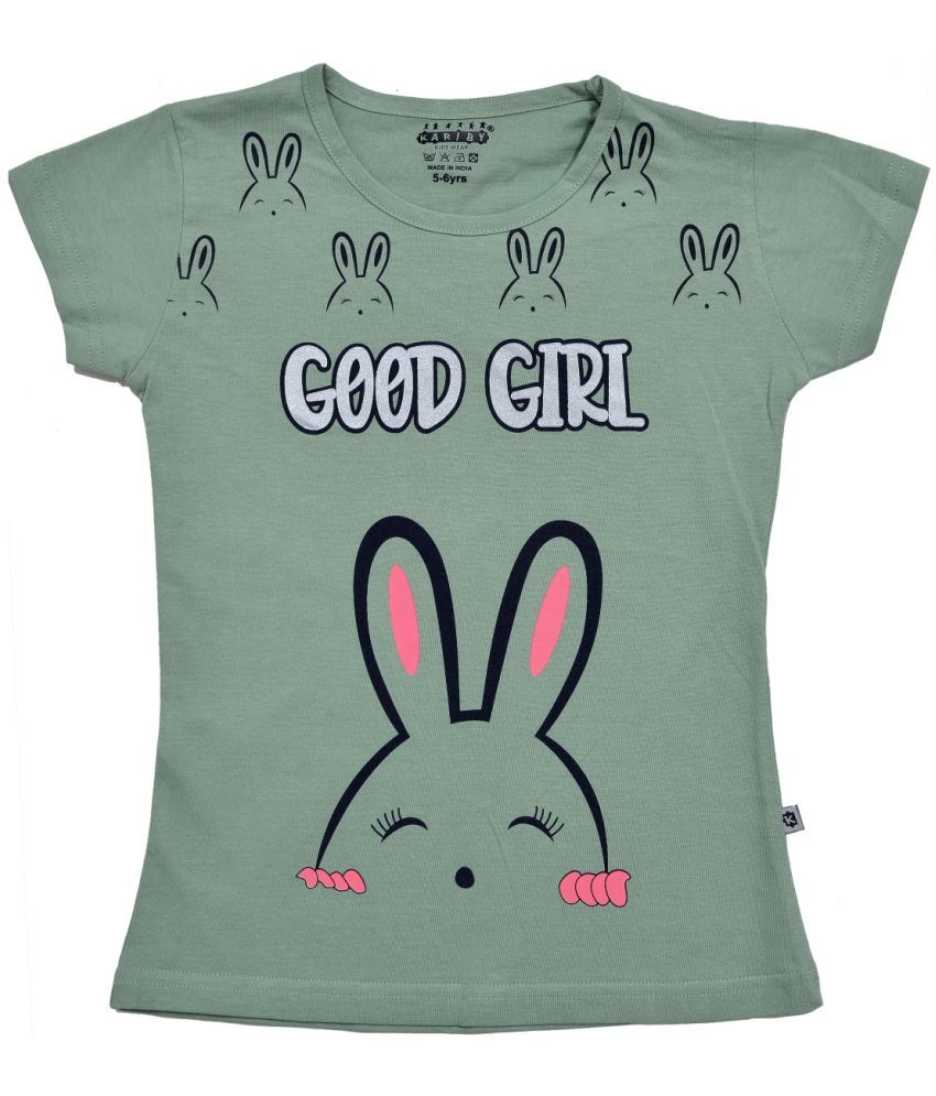     			Kariby Pack of 1 Girls 100% Cotton T-Shirt ( Green )