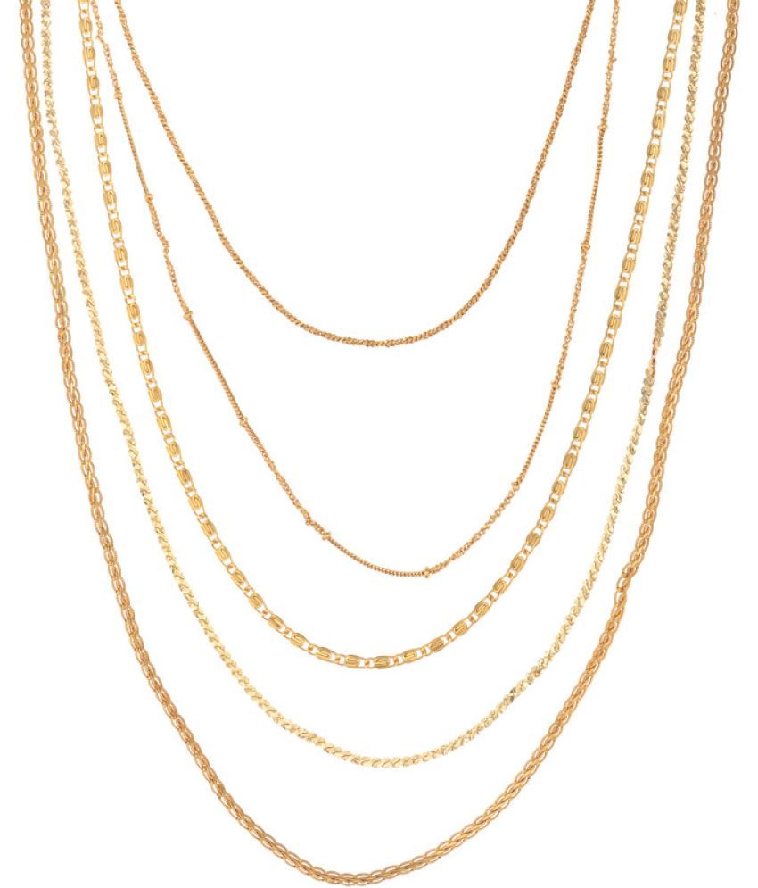     			Maalgodam Gold Plated Chains Combo ( Set of 5 )