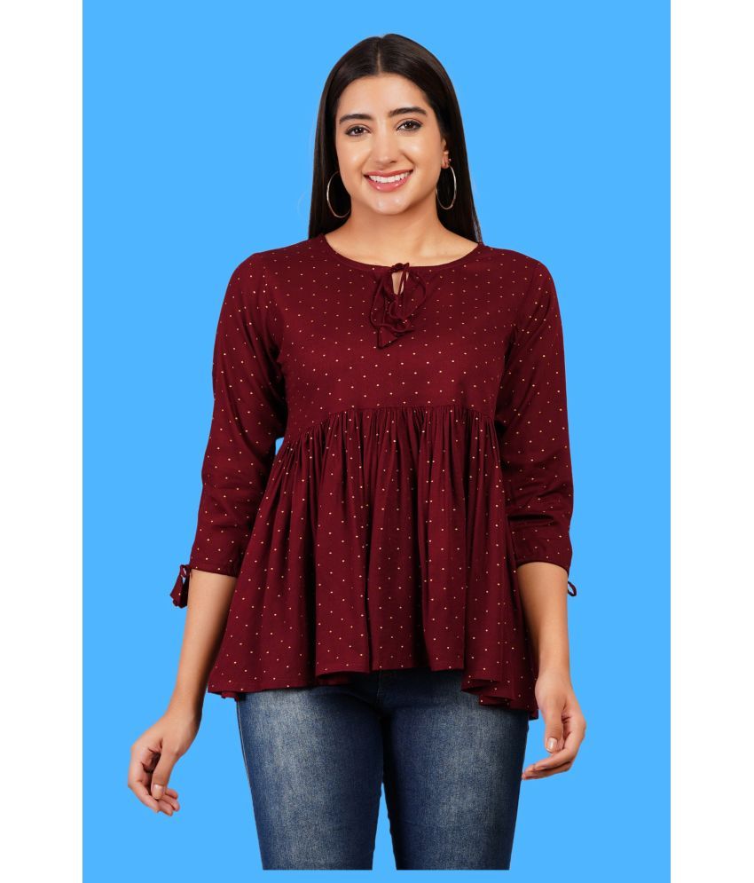     			Oh Mi Dios Maroon Viscose Rayon Women's Regular Top ( Pack of 1 )