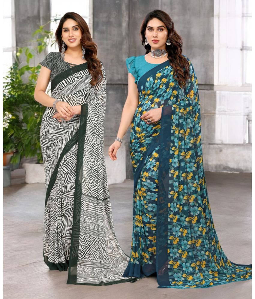     			TTH Georgette Printed Saree Without Blouse Piece ( Multicolor 16 , Pack of 2 )