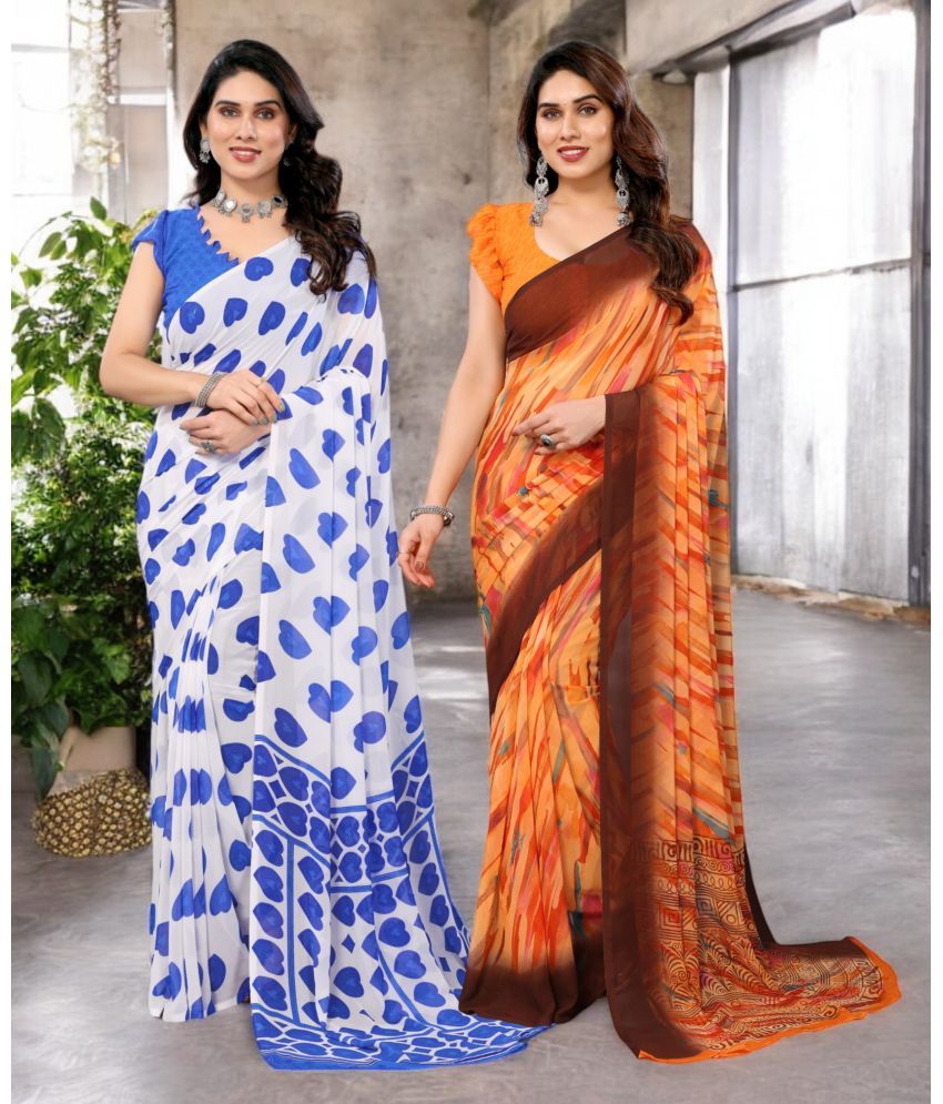     			TTH Georgette Printed Saree Without Blouse Piece ( Multicolor 13 , Pack of 2 )