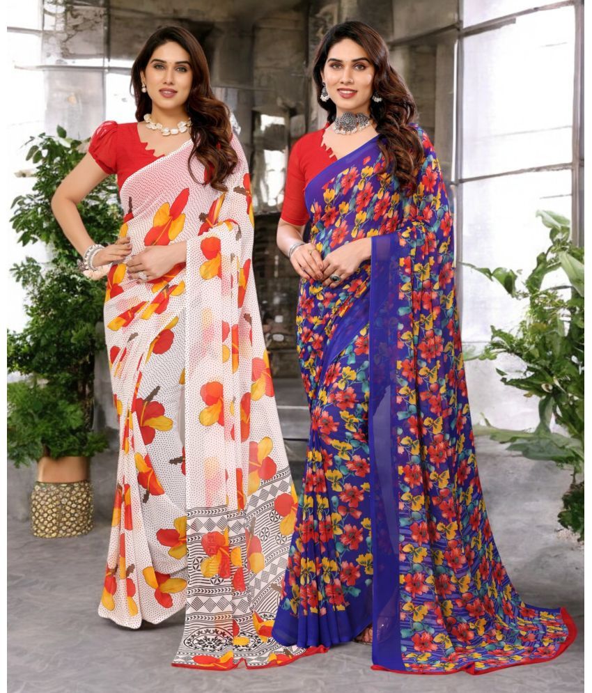     			TTH Georgette Printed Saree Without Blouse Piece ( Multicolor 16 , Pack of 2 )