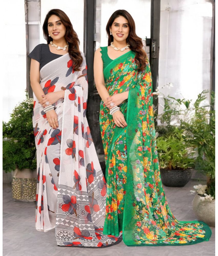     			TTH Georgette Printed Saree Without Blouse Piece ( Multicolor 11 , Pack of 2 )