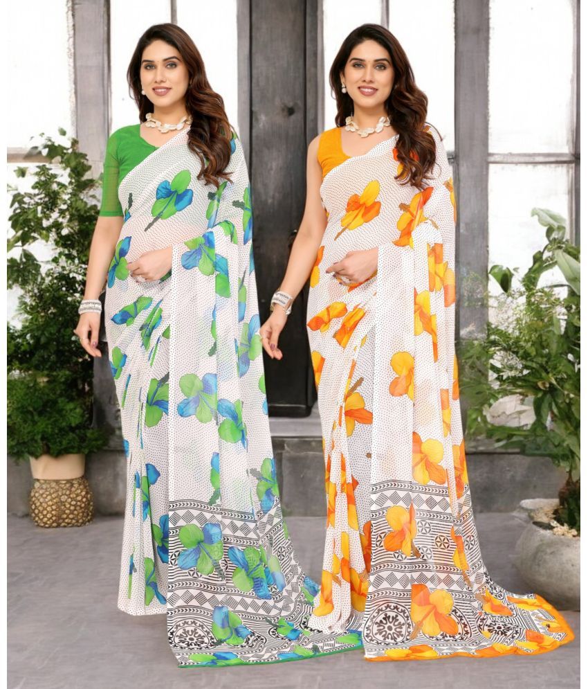     			TTH Georgette Printed Saree Without Blouse Piece ( Multicolor 19 , Pack of 2 )