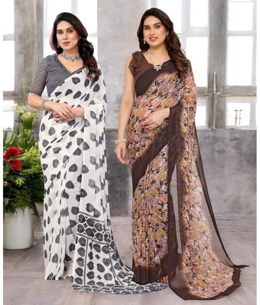     			TTH Georgette Printed Saree Without Blouse Piece ( Multicolor 14 , Pack of 2 )