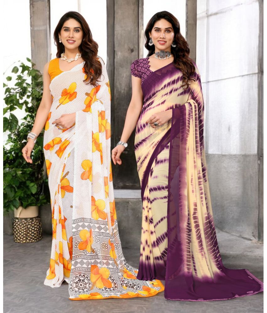     			TTH Georgette Printed Saree Without Blouse Piece ( Multicolor 5 , Pack of 2 )